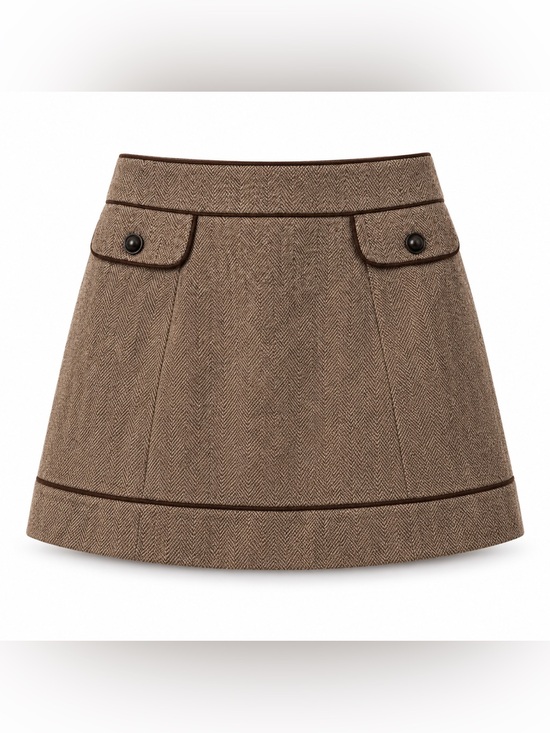 Tulle Dresses & Skirts - Tulle NWT Brown Herringbone Mini Skirt Large Preppy Academia